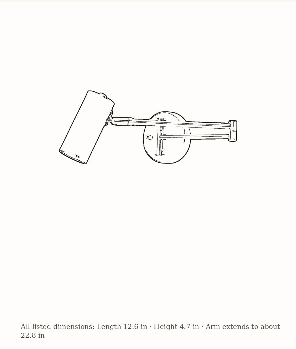 Scale drawing of Marlow Arc Swing Wall Sconce with its listed dimensions.