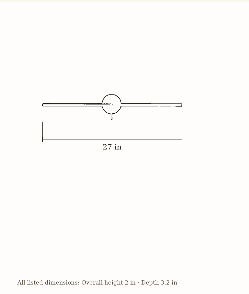 Scale drawing of Elaris Linear Wall Light with its listed dimensions.